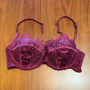 Magenta Balconette Bra with Lace-up detail